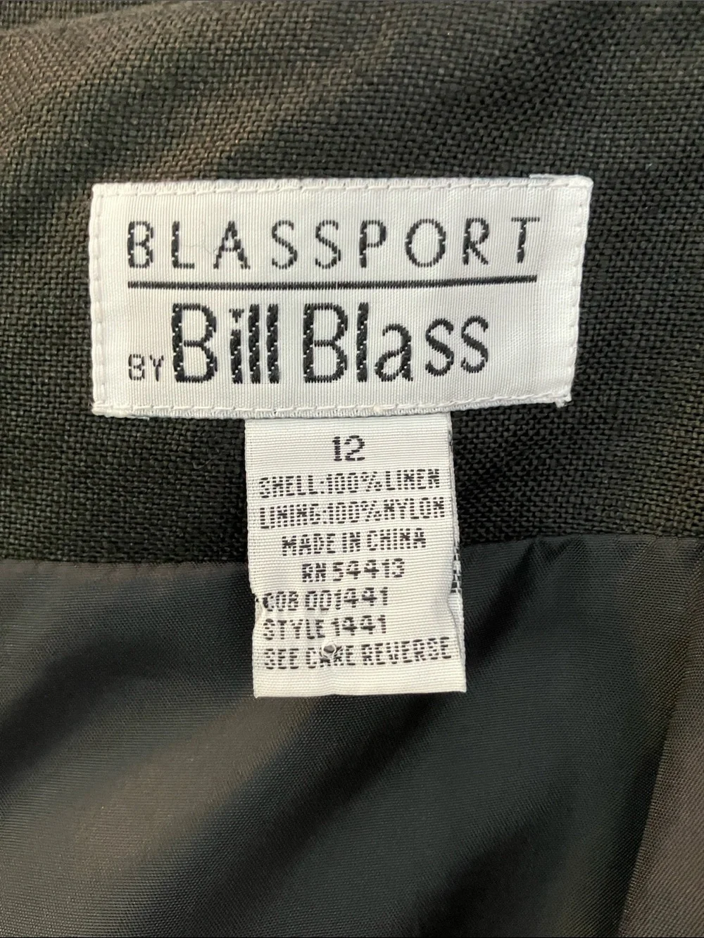 Vintage Bill Blass Blassport Black Linen Pencil Skirt Fits 8/10